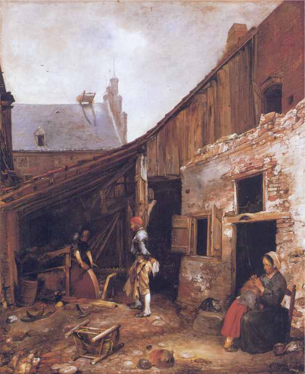 Ter borch,gérard ter borch,la maison du rémouleur Décor Arrière cour